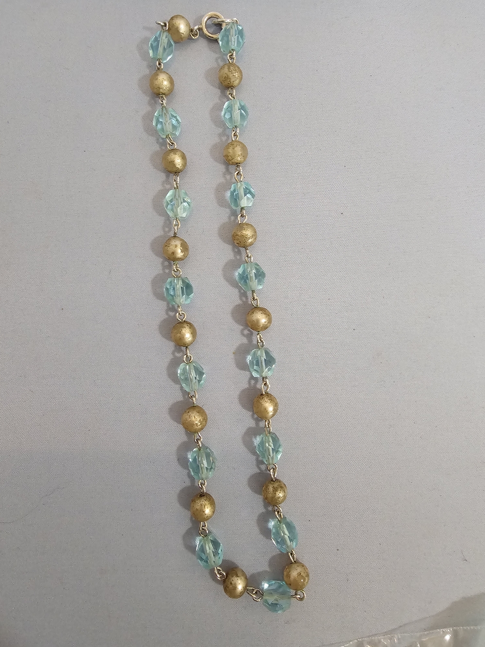 Gold and Aqua Bead Women's Necklace